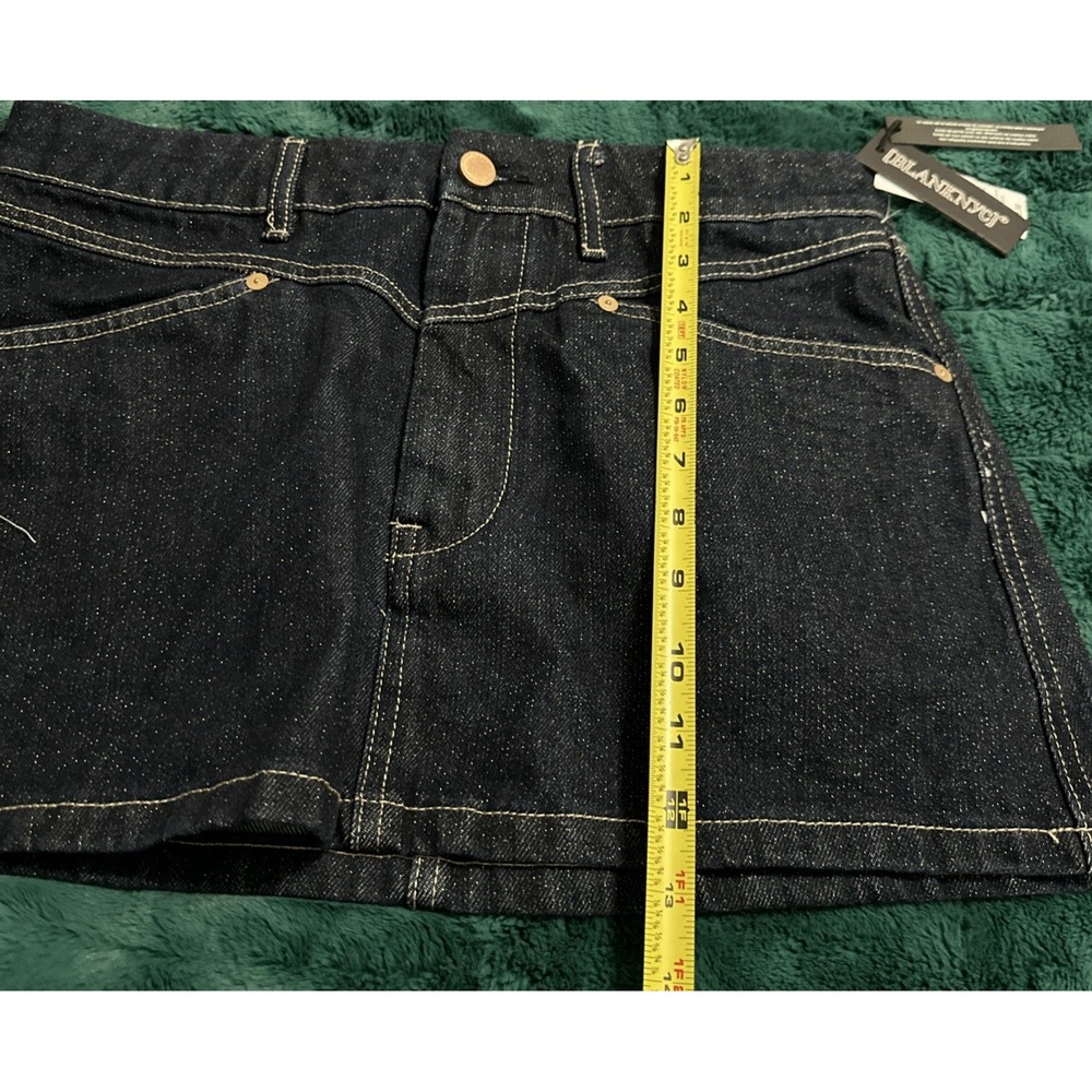 Blank NYC Size 28 Metallic Weave Dark Denim Micro Mini Skirt Gold Glitter - Picture 5 of 10